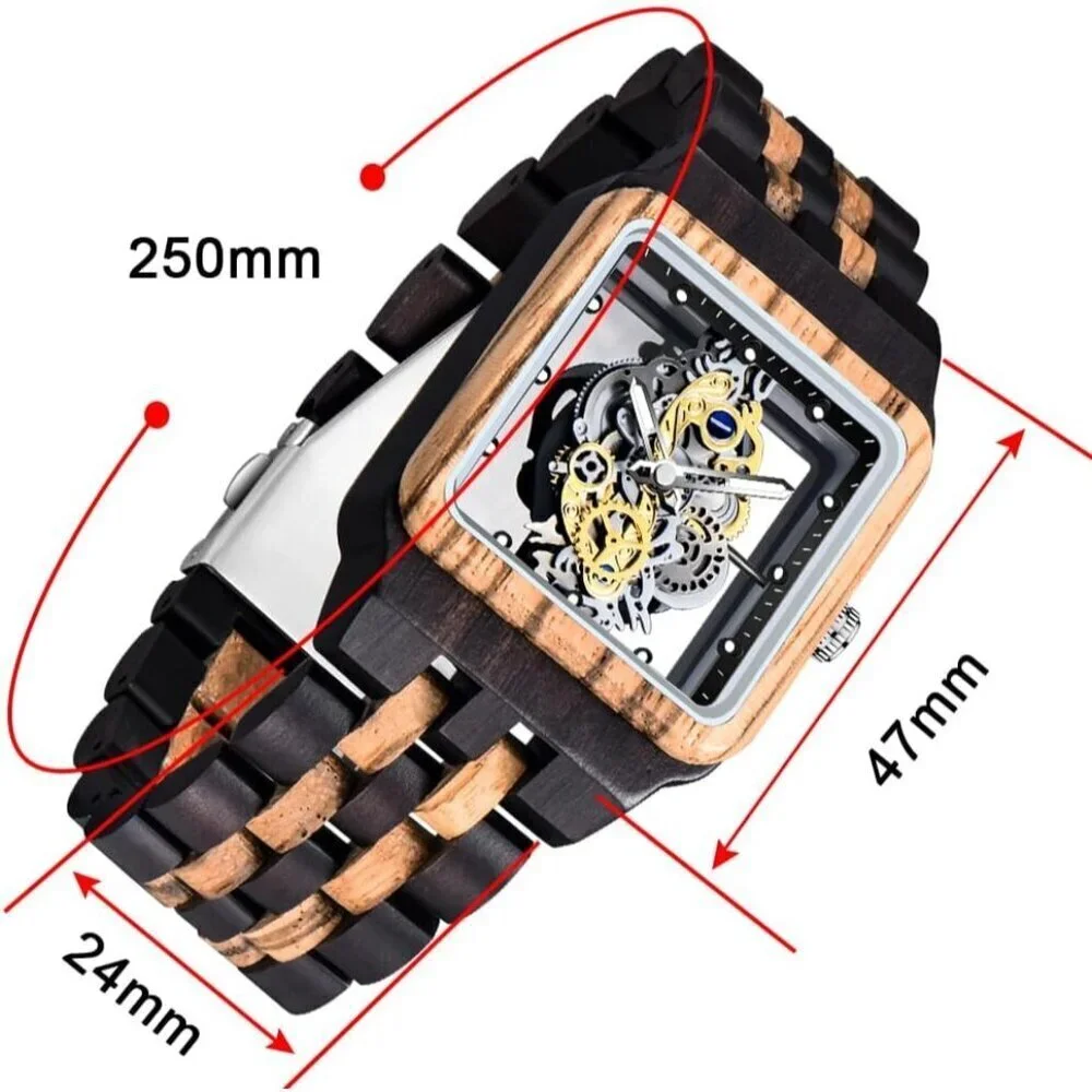 Lightweight Wooden Watch Men Analogue Black Brown Natural Wood Timepiece Gift